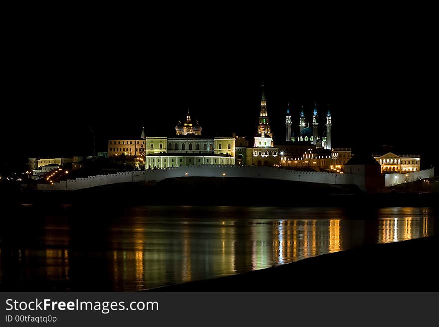 Night view of the Kazan kremlin Russia