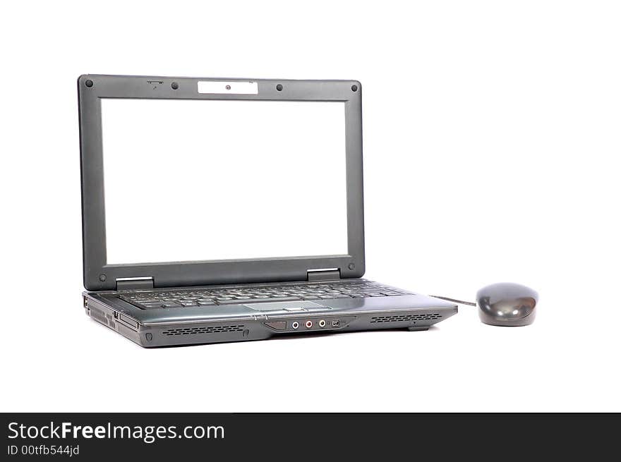 Black portable computer with the white screen. Black portable computer with the white screen