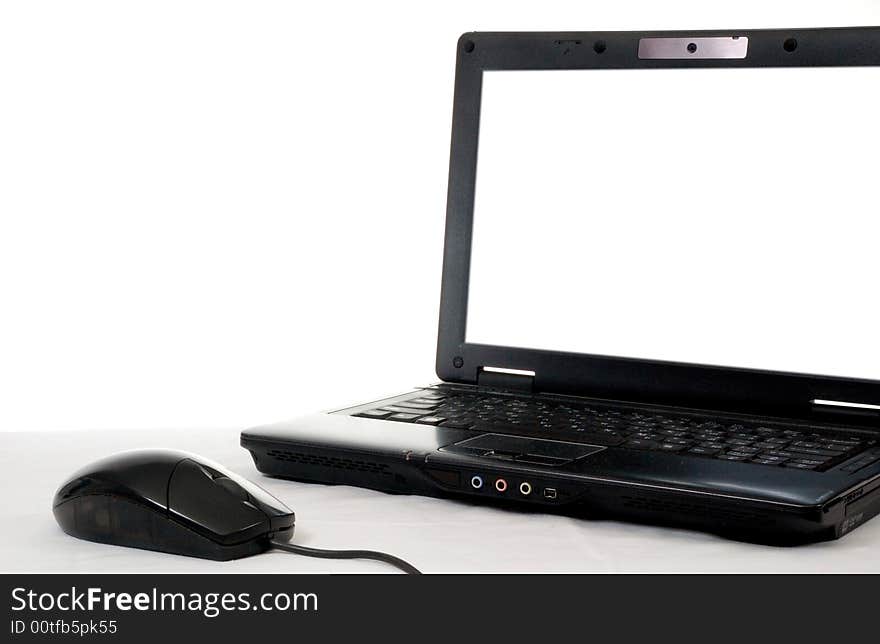 Black portable computer on white background. Black portable computer on white background