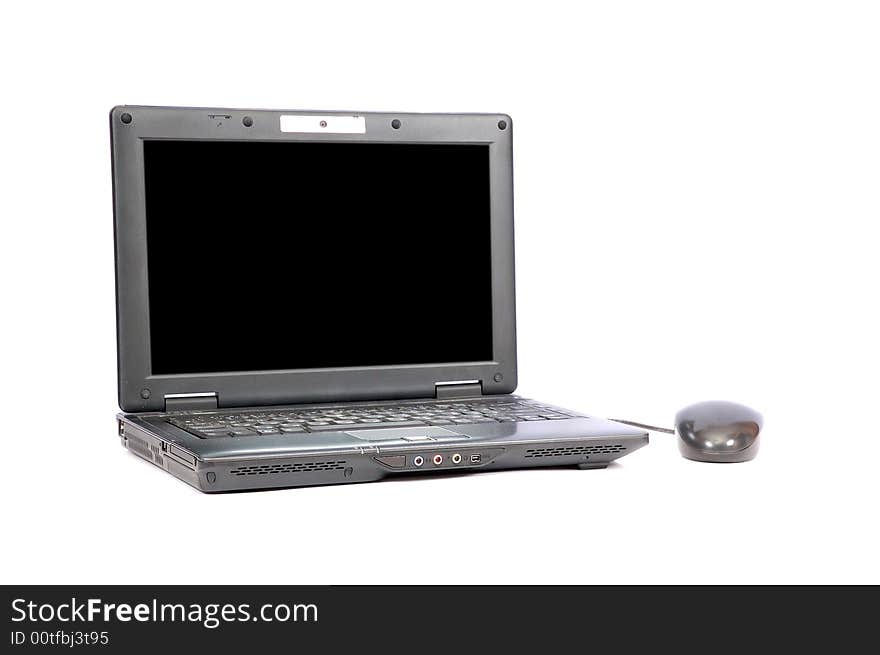 Black portable computer with the black screen. Black portable computer with the black screen