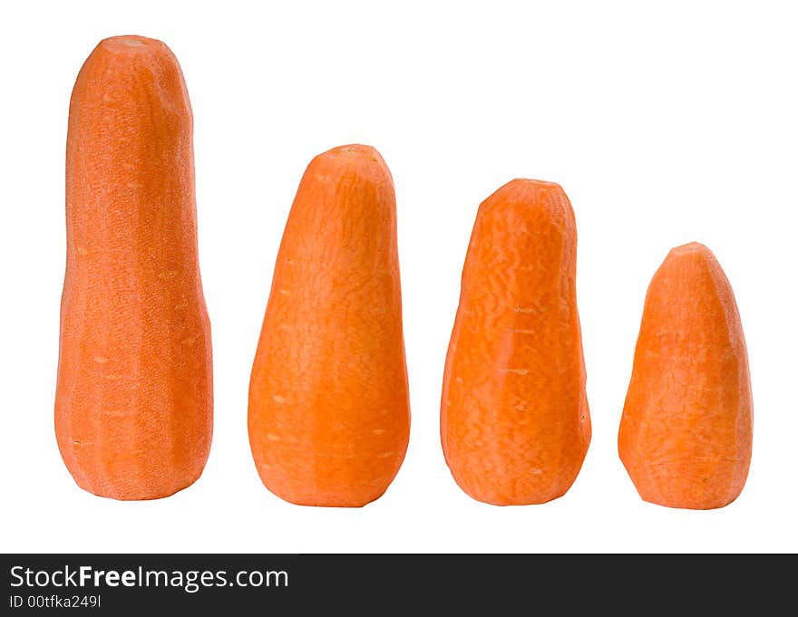 Four peeled carrots cutout