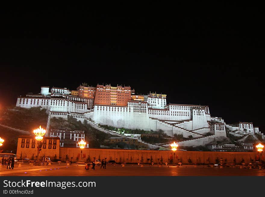 Frontside of potala  illuminated