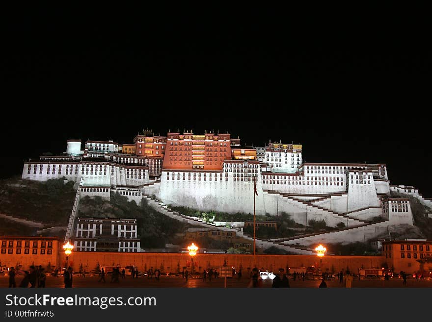 Frontside of potala  illuminated