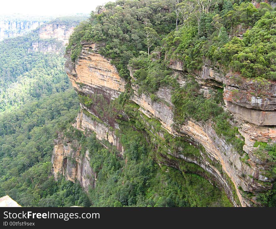 Sheer cliffs at Blue Mountains in New South Wales Australia