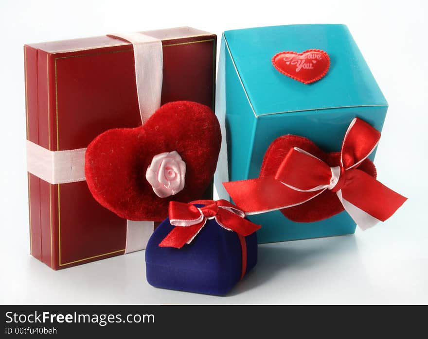 Boxes with gifts on a white background