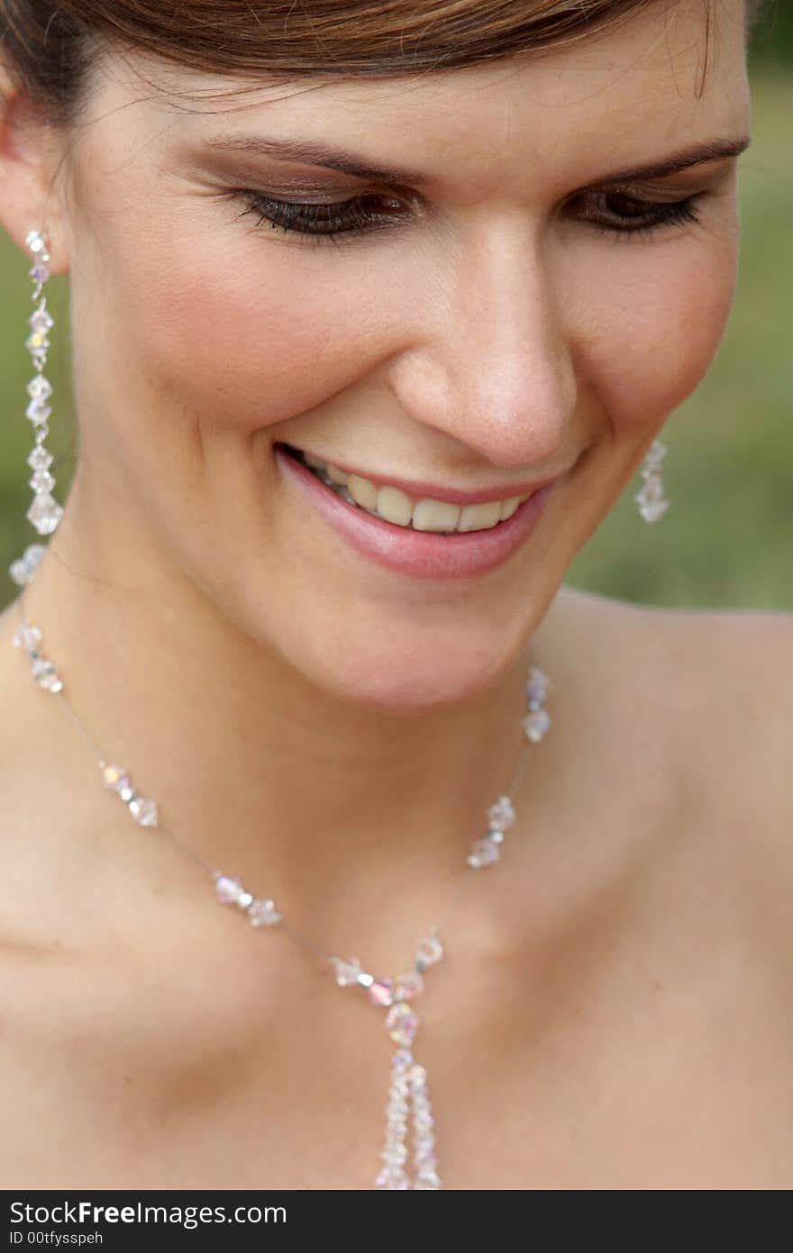 A bride in her white wedding dress. A bride in her white wedding dress