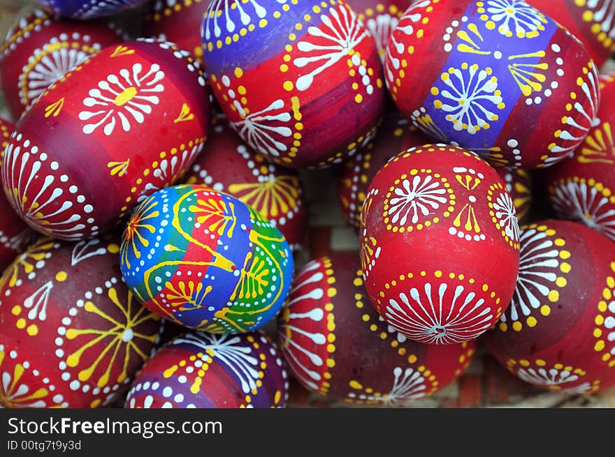 Colorful Easter Eggs in the basket