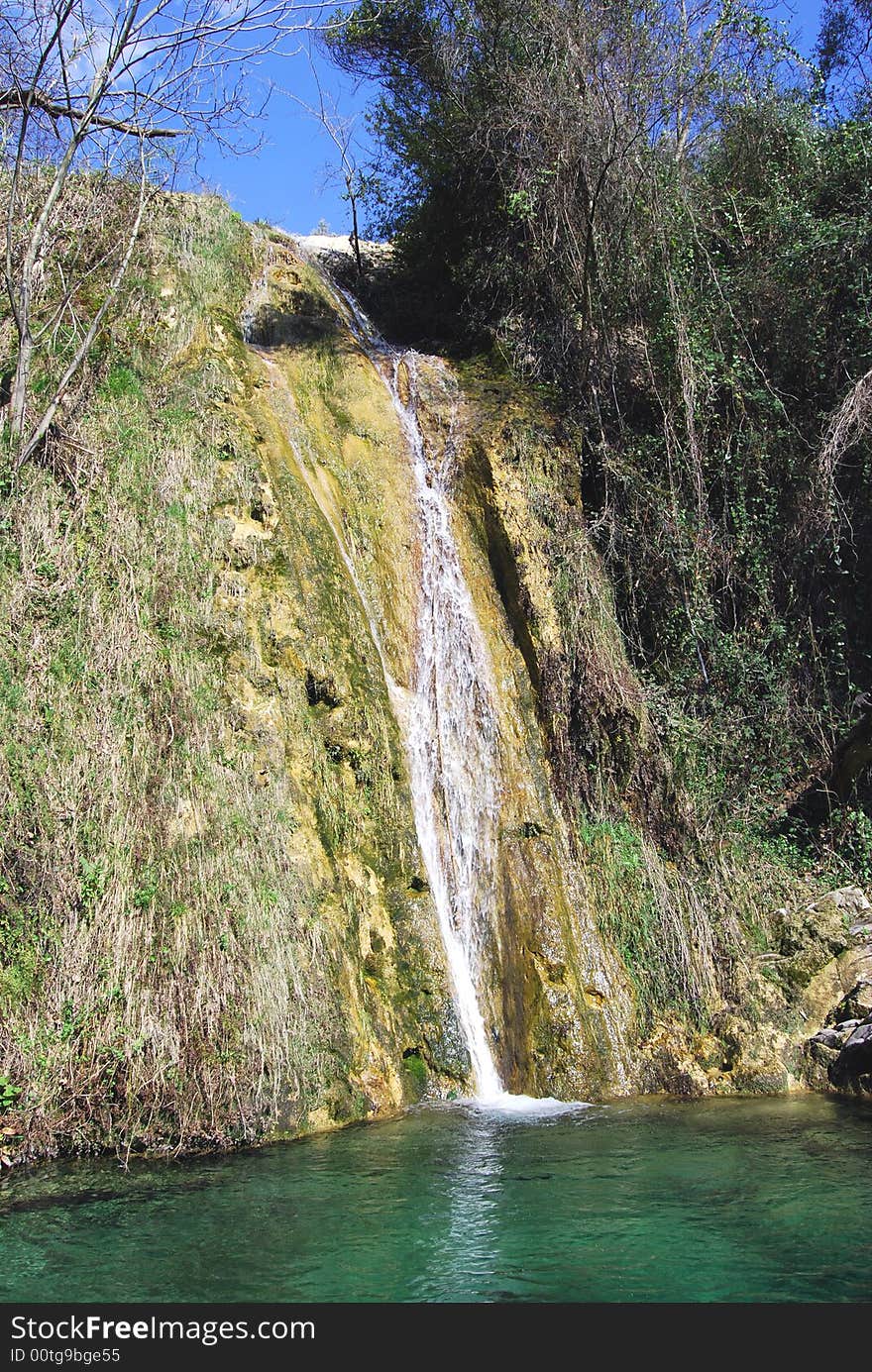 A little waterfall in the italian countryside. A little waterfall in the italian countryside