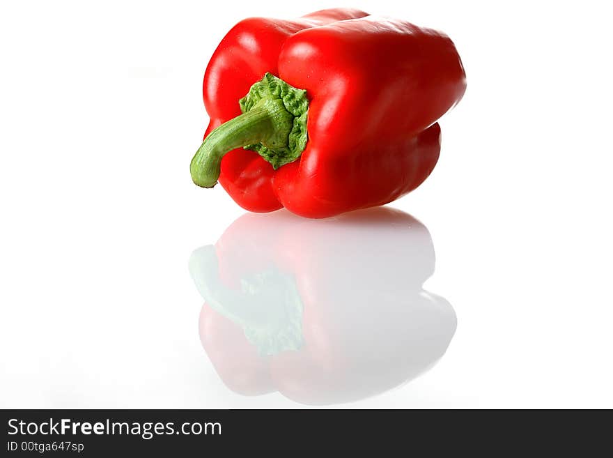 Red sweet pepper isolated on white background