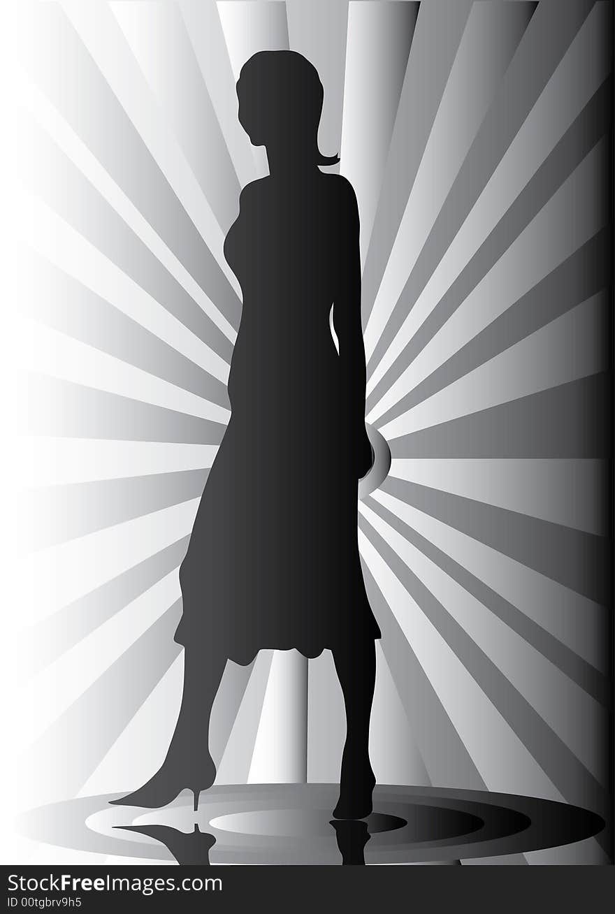 Fashion girl on black and white background