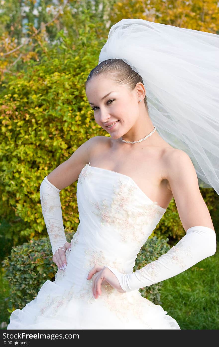 Young model in the wedding dress. Young model in the wedding dress