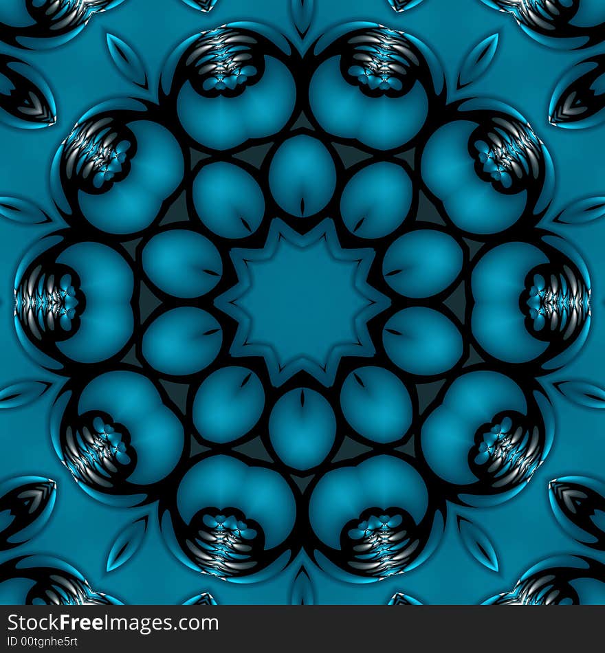 Abstract fractal image resembling a metal studded mandala