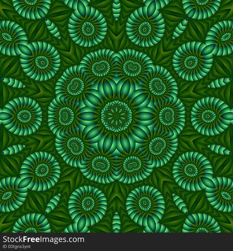 Abstract fractal image resembling a spring garden quilt