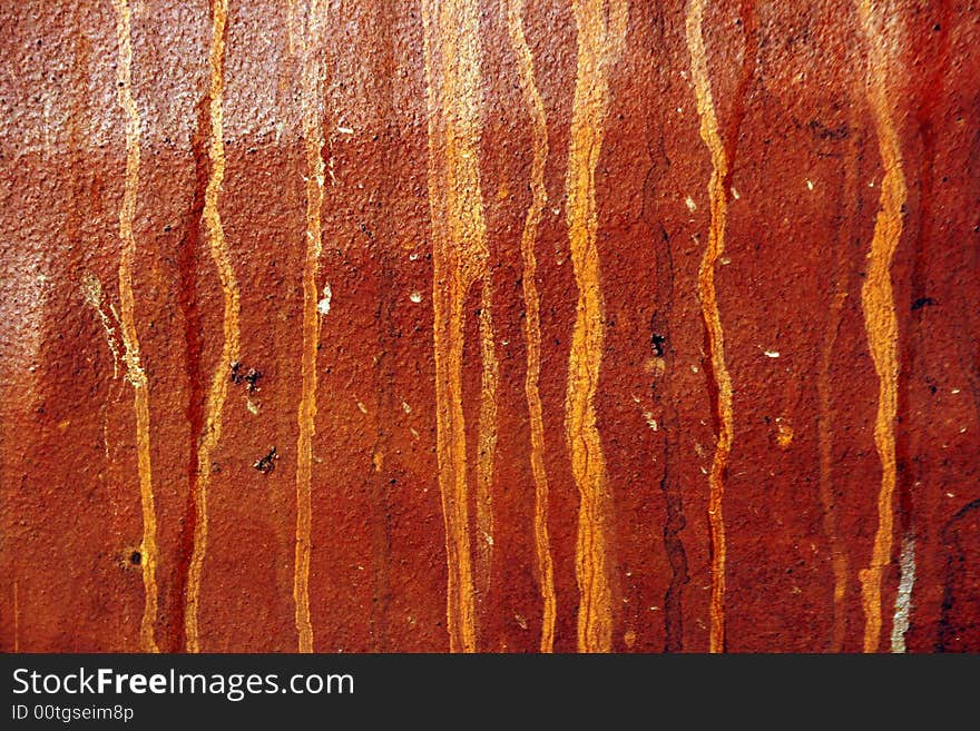 Red metallic texture with rust leak. Red metallic texture with rust leak