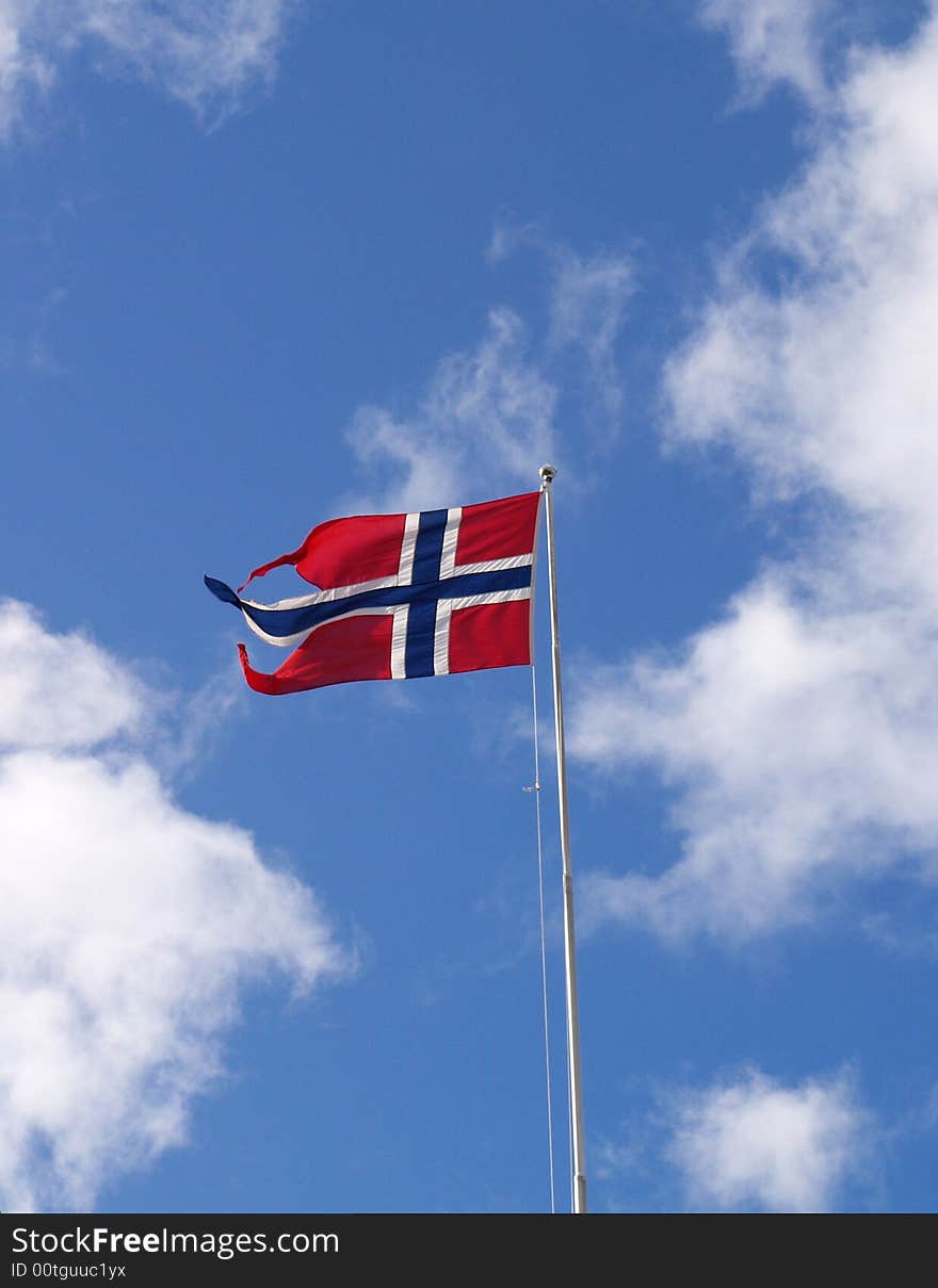 The flag of norway on a sunny day