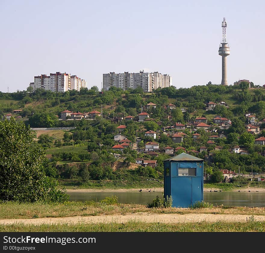 Danube is the border between Romania and Bulgaria. Over the Danube you can see bulgarian city of Turtucaia. Danube is the border between Romania and Bulgaria. Over the Danube you can see bulgarian city of Turtucaia