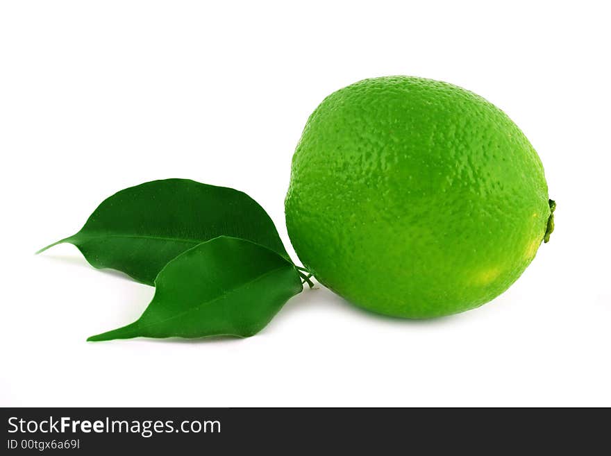 Healthy green lime fruit isolated on white