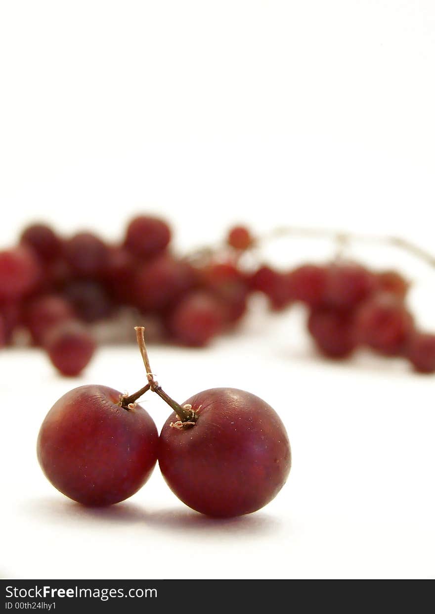 Red Grapes On White, Vertical