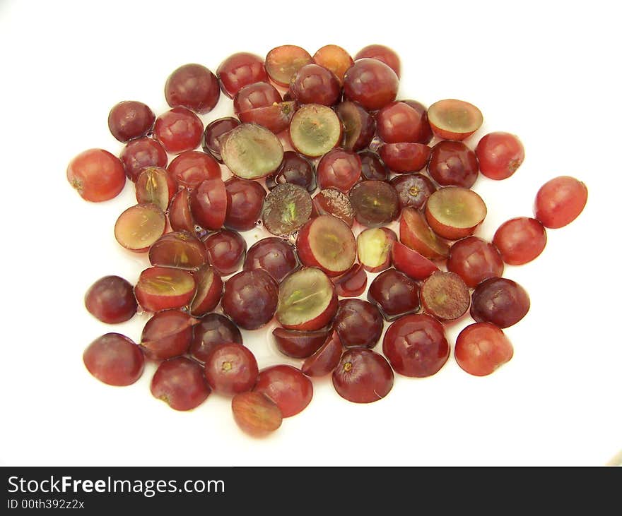 Sliced Red Grapes in Water