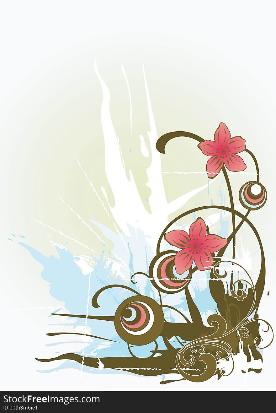 Grungy illustration of a floral background