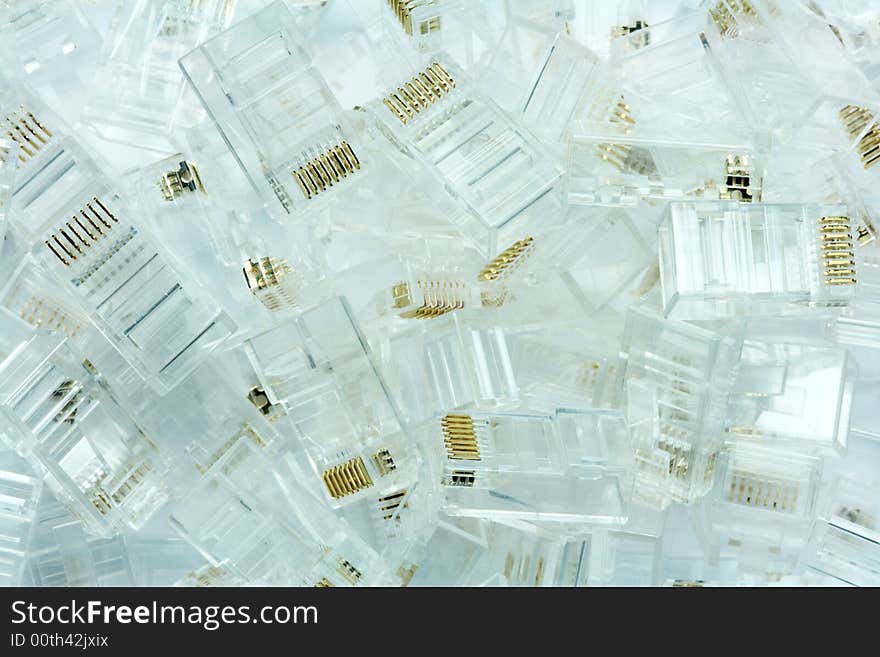 Many transparent network connectors of type rj-45