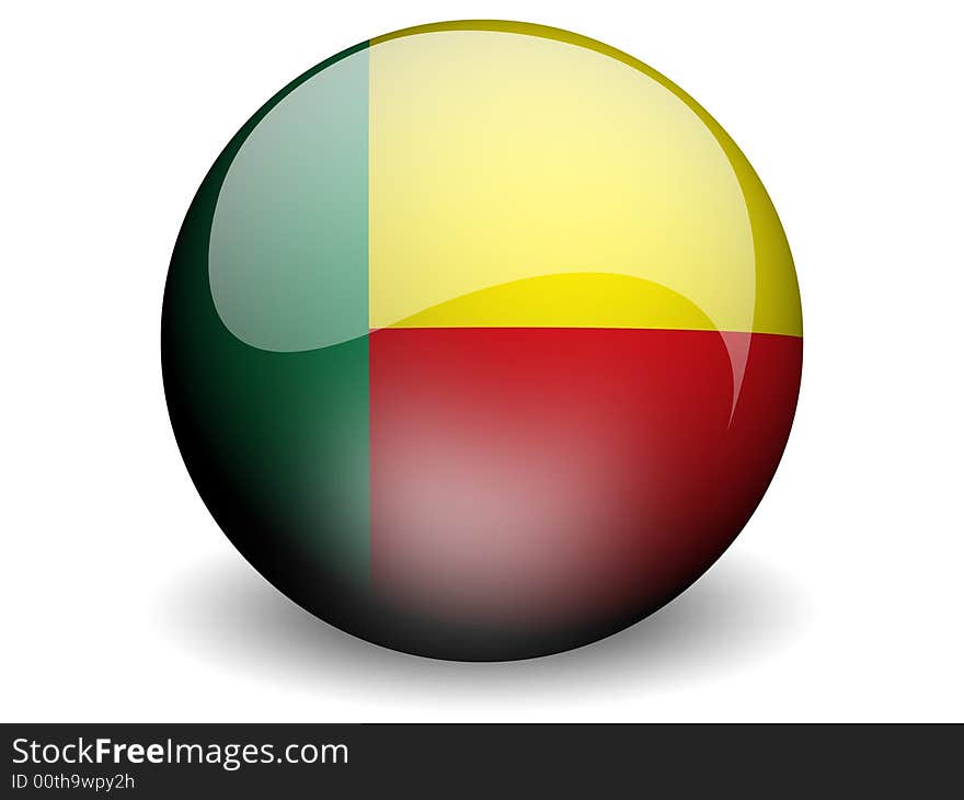 Round Flag of Benin With Glossy Effect