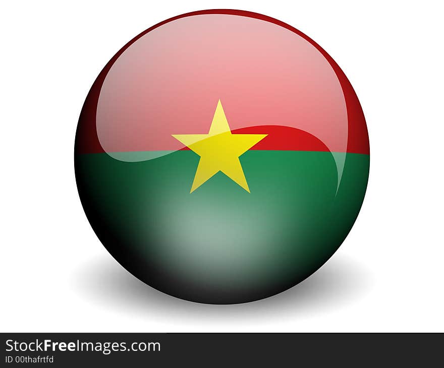 Round Flag of Burkina Faso With Glossy Effect