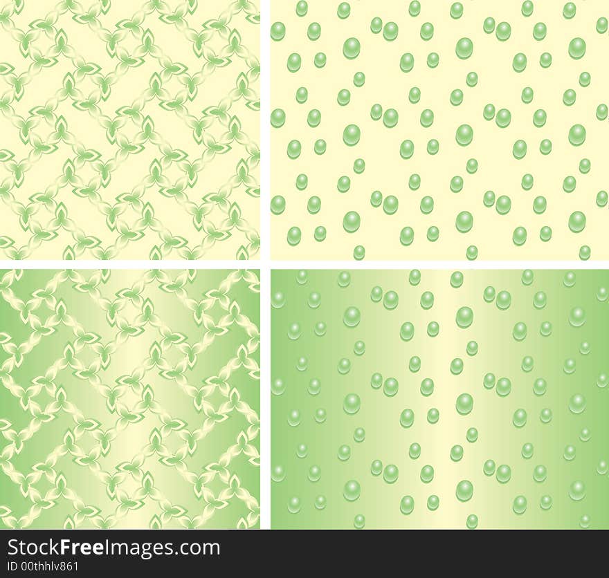 Vector seamless pattern - floral ornament and drop