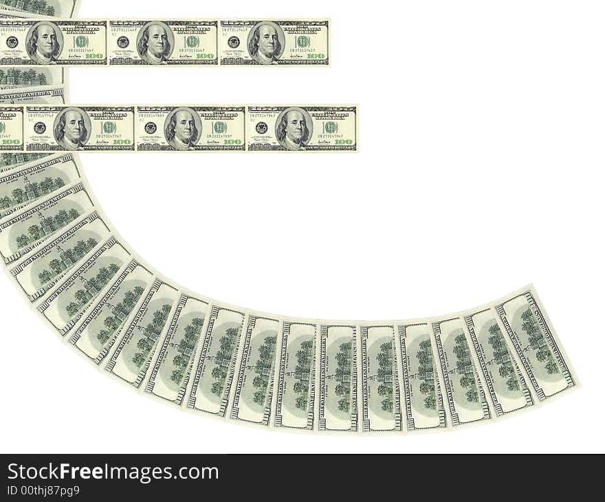 Dollar banknotes on a white background. Dollar banknotes on a white background