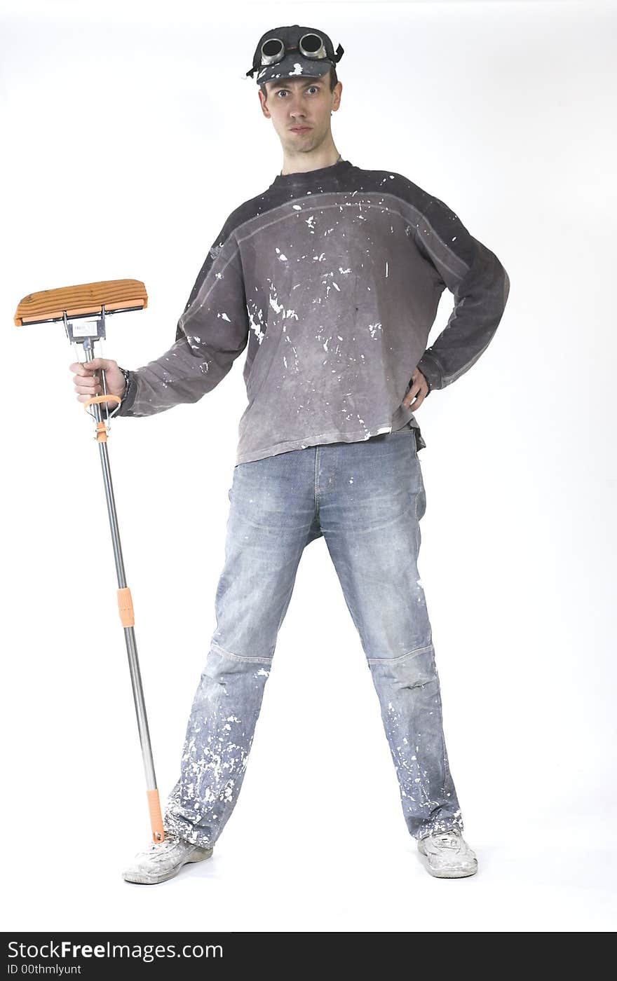 Worker With Works On A White Background