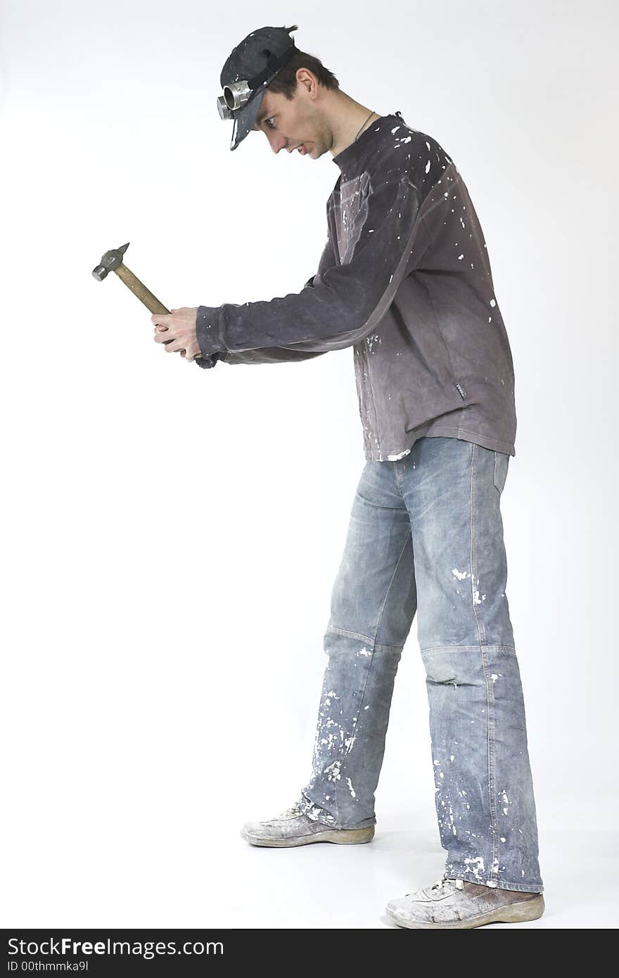 Worker With Works On A White Background