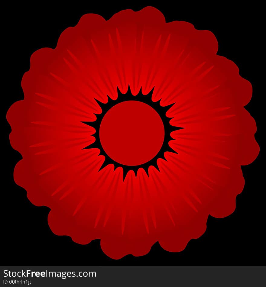 Vector  red flower on black background. Vector  red flower on black background.