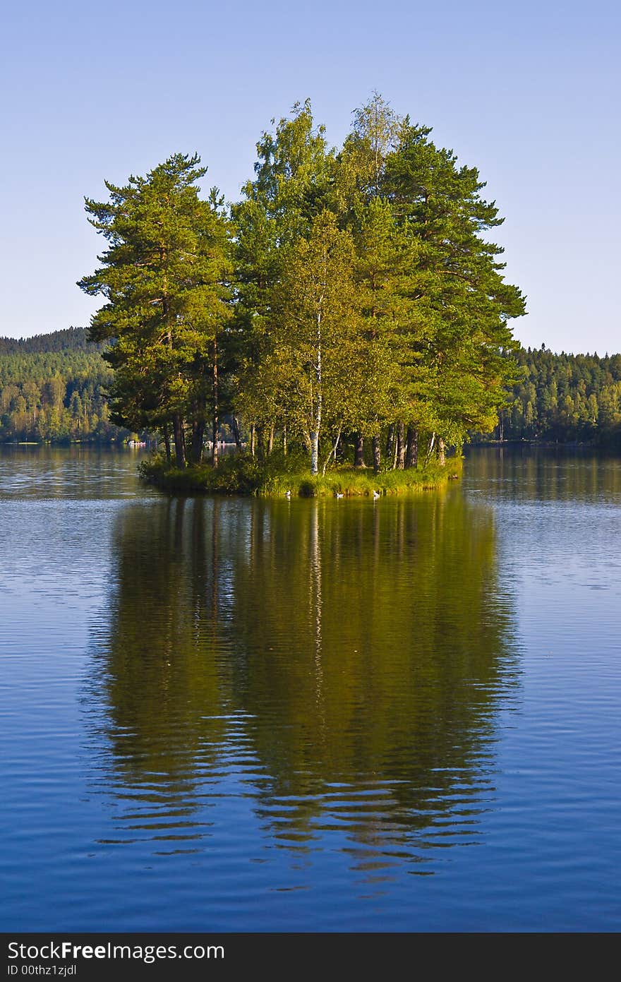 Small island in a lake north of Oslo. Small island in a lake north of Oslo