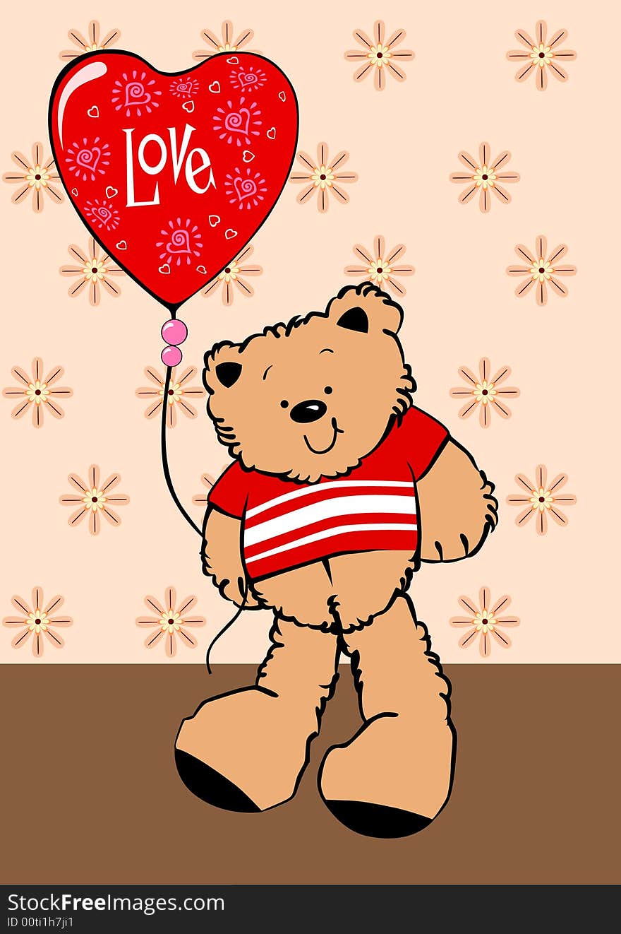 Cute bear with a lovely balloon. Cute bear with a lovely balloon