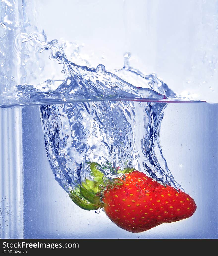 Splashing  strawberry