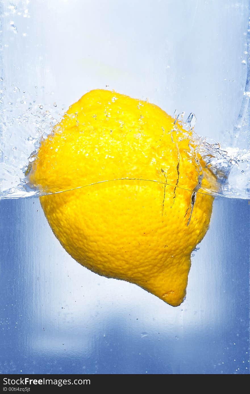 Splashing lemon into a water