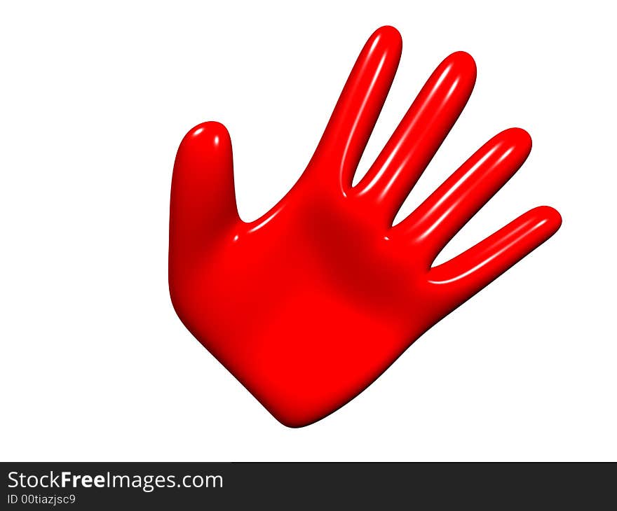 Red hand on a white background