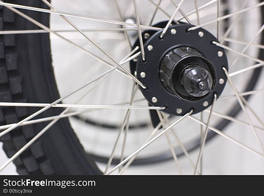 Closeup view of bicycle wheel