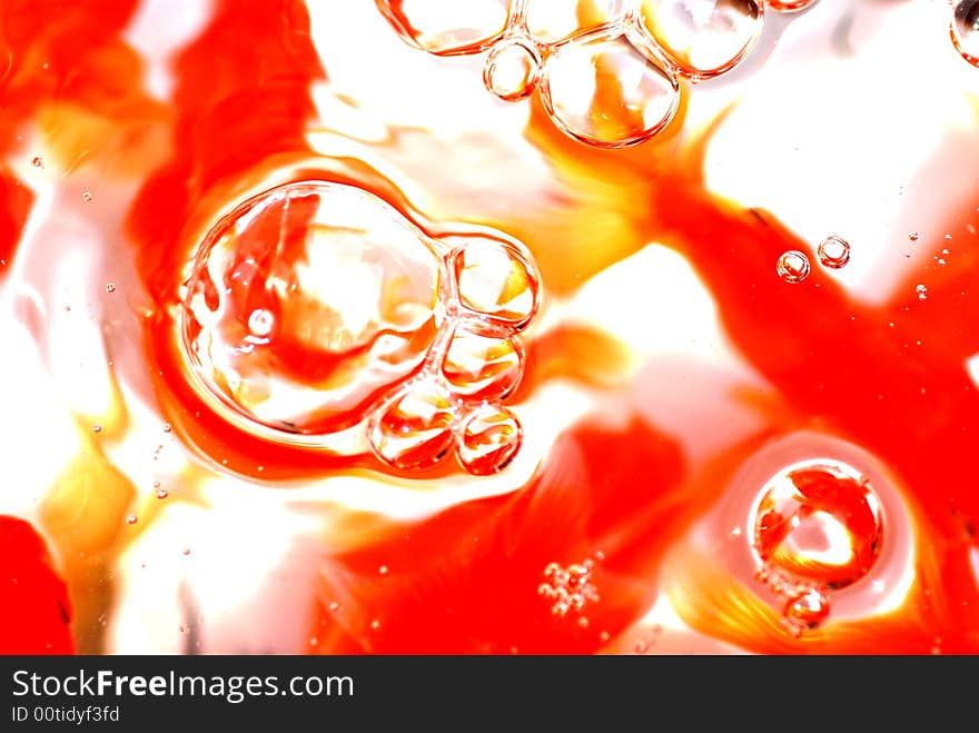 Bubbles on the water of an aquarium.