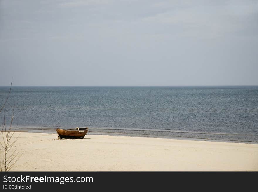 Rowing boat on the beach in northern germany. Rowing boat on the beach in northern germany