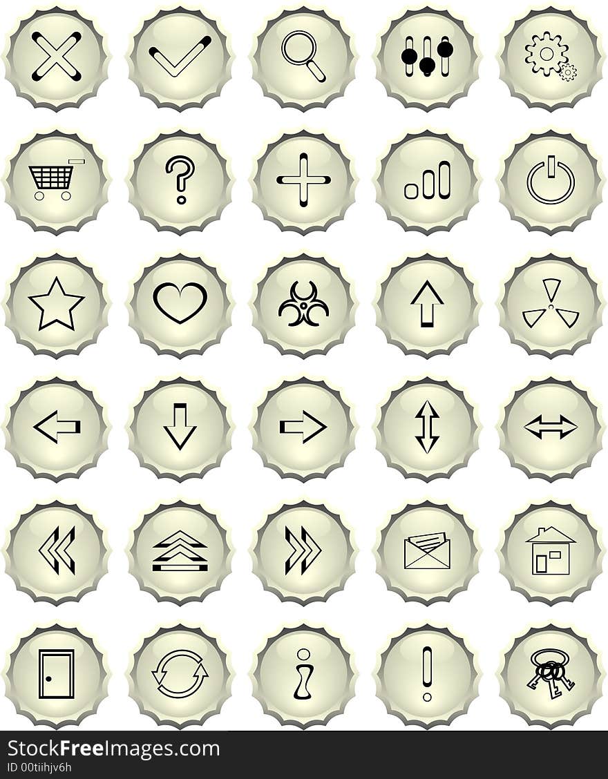 Many white web buttons vector illustration. Many white web buttons vector illustration