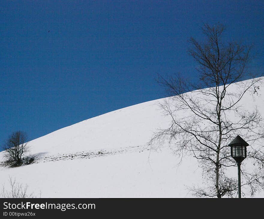 Snow and blue sky