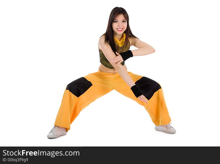 Dancing girl on white background