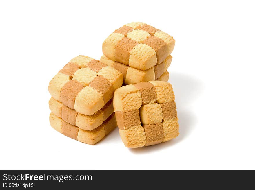 Heap of cookies isolated on white