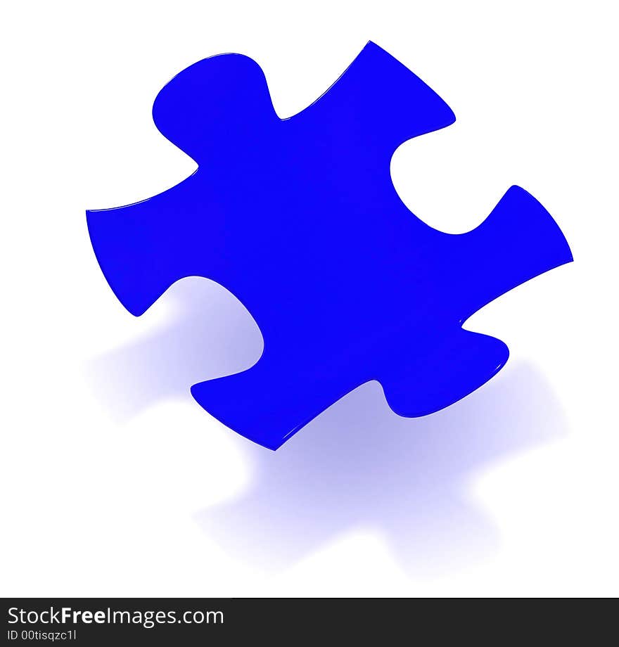 Blue Jigsaw puzzle flies on white background