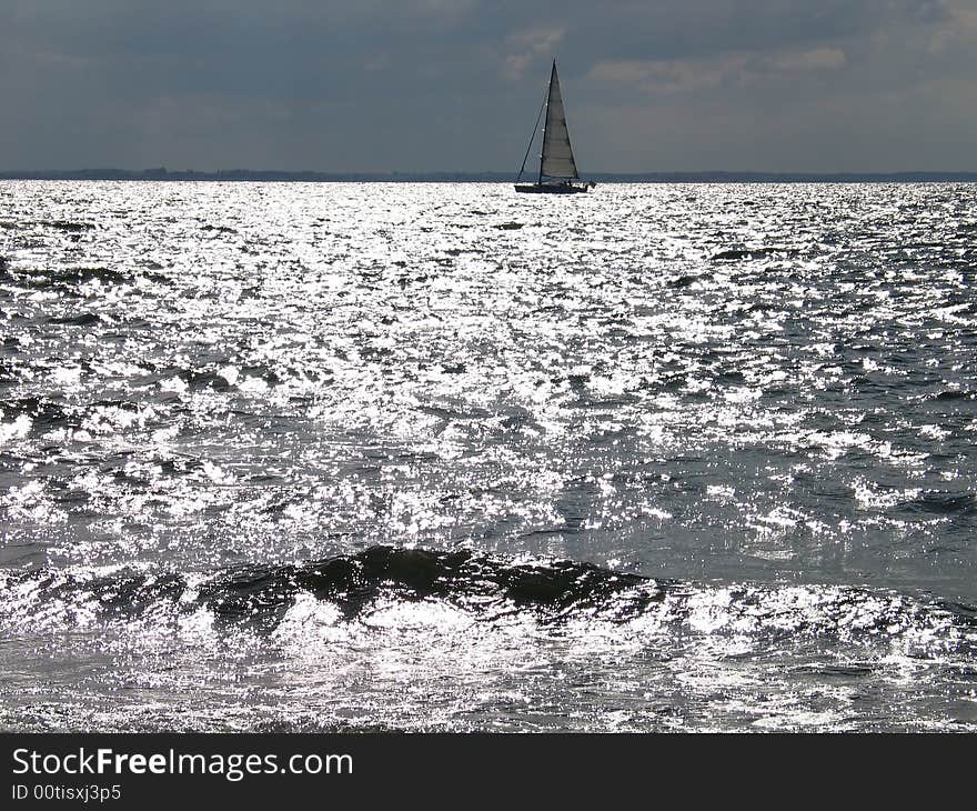 Sailboat in sunset