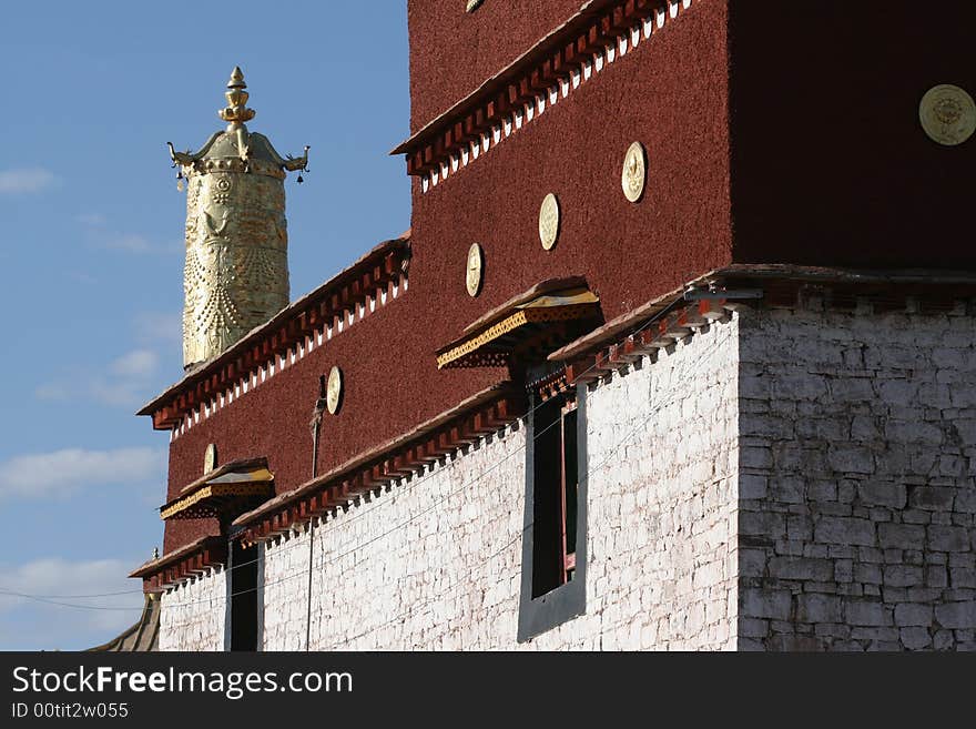 Temple building, in bayi, Tibet. Temple building, in bayi, Tibet