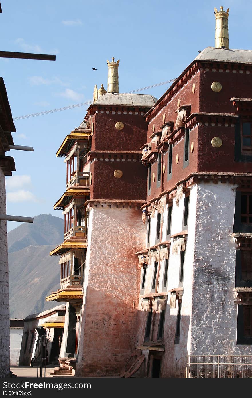 Temple building, in bayi, Tibet. Temple building, in bayi, Tibet