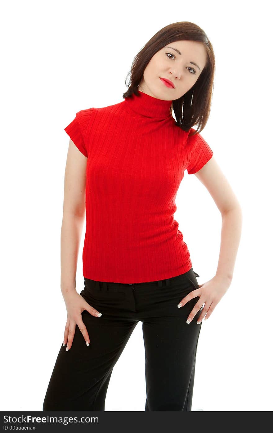 Young beauty woman portrait on white background