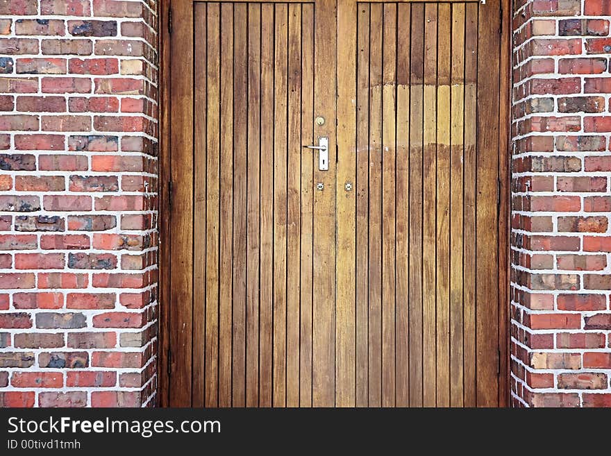 Old timber door in section of wall. Old timber door in section of wall